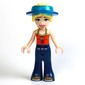 Astrid, Reddish Orange Top, Dark Blue Pants, Visor