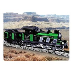Large Train Engine with Tender Green
