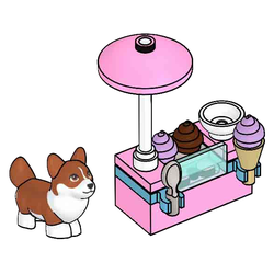 Corgi and Ice Cream Stand