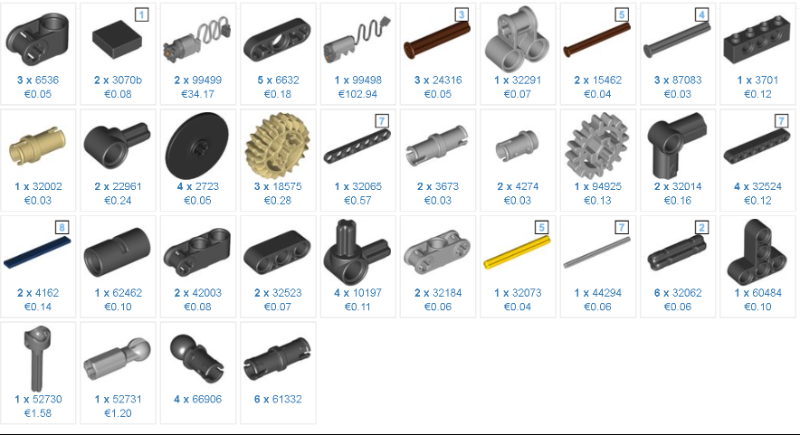 Lego technic extra online parts