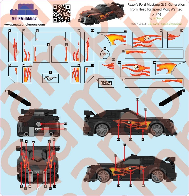 LEGO MOC-198953 Razor's Ford Mustang Gt 5. Generation from Need for ...