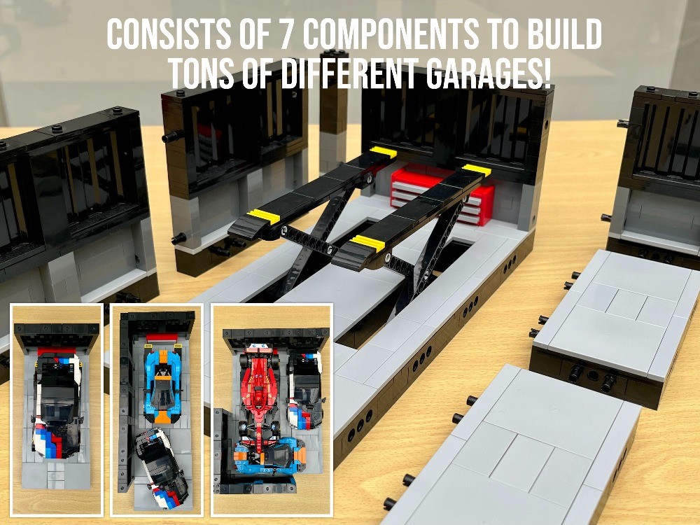 LEGO MOC-262343 Speed Champions Garage [Working Car Lift +