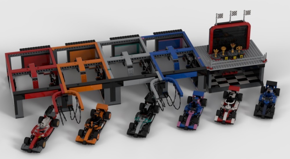 LEGO MOC-237187 60442 v2MOC (McLaren F1 race car + F1 Garage & Pit-Stop ...