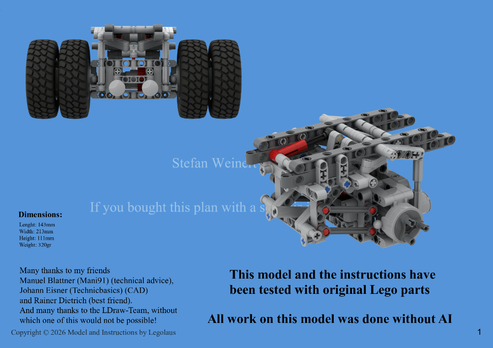 LEGO MOC-250491 Heavy-Duty Rear Axle with Twin Wheels, sprung and ...