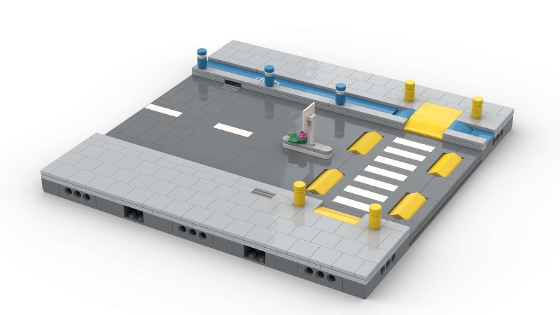 Lego Moc Mils Modified 32x32 Road Module Straight With Bicycle Lane And Crosswalk By Schroetj 5029