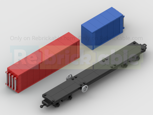 LEGO MOC-148107 4-Wide Container Train Wagon With 20ft & 40ft ...